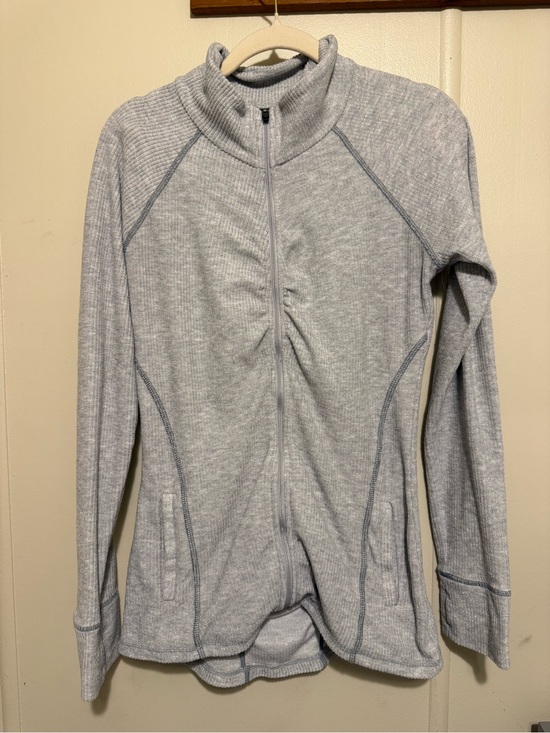Sweaters - KULH Light Gray Zip-Up Ribbed Jacket Small